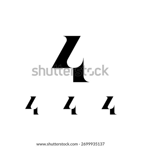 Exquisite Number 4, decorative posh numeral, vector illustration 10EPS