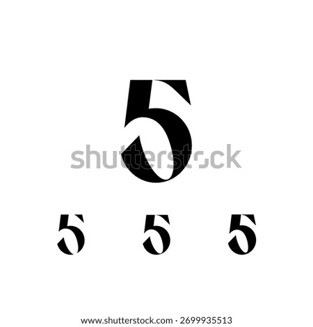 Exquisite Number 5, decorative posh numeral, vector illustration 10EPS