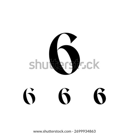 Exquisite Number 6, decorative posh numeral, vector illustration 10EPS