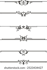 Exquisite ornamental rule lines vector set, created by author, not AI generated. Page decoration design elements in Oriental and Turkish style, great for greeting cards and wedding invitations.