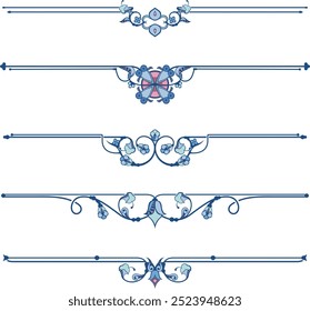 Exquisite ornamental rule lines vector set, created by author, not AI generated. Page decoration design elements in Oriental and Turkish style, great for greeting cards and wedding invitations.