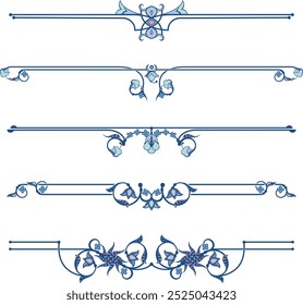 Exquisite ornamental rule lines vector set, created by author, not AI generated. Page decoration design elements in Oriental and Turkish style, great for greeting cards and wedding invitations.