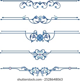 Exquisite ornamental rule lines vector set, created by author, not AI generated. Page decoration design elements in Oriental and Turkish style, great for greeting cards and wedding invitations.