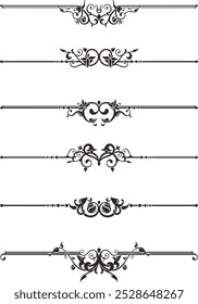 Exquisite ornamental rule lines vector set, created by author, not AI generated. Page decoration design elements in Oriental and Turkish style, great for greeting cards and wedding invitations.