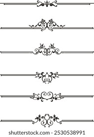 Exquisite ornamental rule lines vector set, created by author, not AI generated. Page decoration design elements in Oriental and Turkish style, great for greeting cards and wedding invitations.