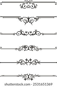 Exquisite ornamental rule lines vector set, created by author, not AI generated. Page decoration design elements in Oriental and Turkish style, great for greeting cards and wedding invitations.