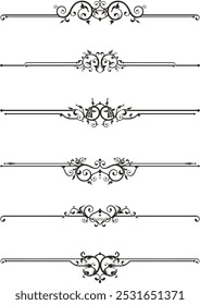 Exquisite ornamental rule lines vector set, created by author, not AI generated. Page decoration design elements in Oriental and Turkish style, great for greeting cards and wedding invitations.