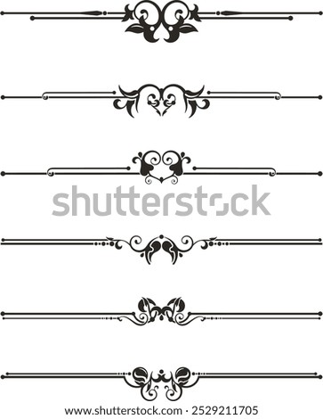 Exquisite ornamental rule lines vector set, created by author, not AI generated. Page decoration design elements in Oriental and Turkish style, great for greeting cards and wedding invitations.