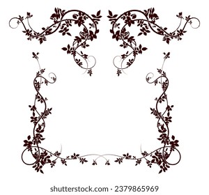 exquisite pattern climbing plant rose hips frame. vector stock image
