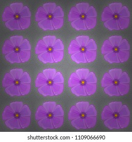 Exquisite pattern with cosmos flowers in vintage style. Trendy print with watercolor ditsy cosmos flowers in gray, violet and pink colors. Beautiful vector seamless pattern for decoration and design.