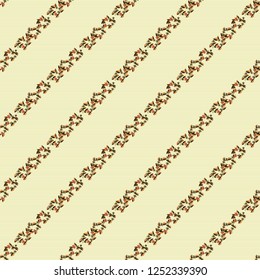 Exquisite pattern of cute leafs in vintage style. Seamless pattern with ditsy leaves in beige, brown and orange colors. Beautiful vector pattern for decoration and design. Trendy print.