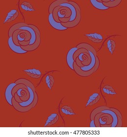 Exquisite pattern for design with rose flowers. Vintage, retro. Seamless watercolor pattern with purple, red and violet roses. Trendy print. Beautiful pattern for decoration and design.
