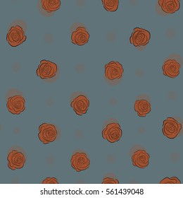 Exquisite pattern for design with rose flowers. Seamless watercolor pattern with brown roses. Trendy print. Beautiful pattern for decoration and design. Vintage, retro.