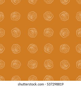 Exquisite pattern for design of watercolor sketches of the flowers. Beautiful pattern for decoration and design. Vintage, retro. Seamless monochrome pattern with orange roses. Trendy print.