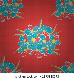 Exquisite pattern with forget-me-not flowers in vintage style. Trendy print with forget-me-not flowers in yellow, blue and pink colors. Beautiful vector seamless pattern for decoration and design.