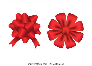 Exquisite  ribbon bows in multiple styles - perfect for gift wrapping, holiday celebrations, wedding decor, or artistic design projects. High-quality vector illustration ideal for micro stock platform