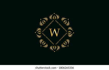 Exquisite Rundmonogramm mit dem Buchstaben W. Golden Creative Logo auf dunklem Hintergrund. Vektorgrafik von Business, Café, Büro, Restaurant, Heraldry.