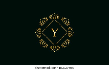 Exquisite round monogram with the letter Y. Golden creative logo on a dark background. Vector illustration of business, cafe, office, restaurant, heraldry.