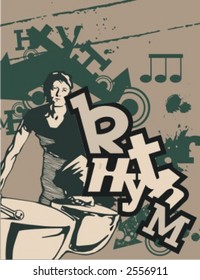 Exquisite Serie musikalischer Typografie-Hintergründe im Grunge-Stil. Sehen Sie sich mein Portfolio für viel mehr dieser Serie sowie Tausende von ähnlichen und anderen großartigen Vektorgrafiken an.