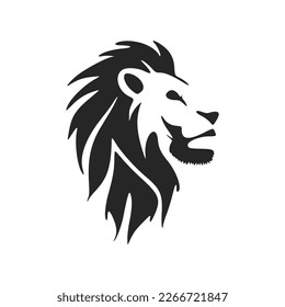 Exquisite a simple black white vector logo of the lion. Isolated on a white background.