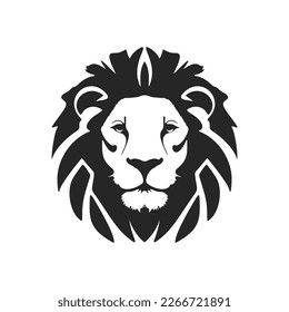 Exquisite a simple black white vector logo of the lion. Isolated.