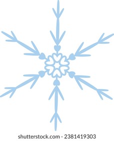 Exquisite Schneeflocke Intricent detaillierte Vektorgrafik Perfect Winter-Motive Fantasievoll gestopfte с Schneedesign-Projekte Dezember-Feiertage-Konzept Feste Element mit Herz Joy