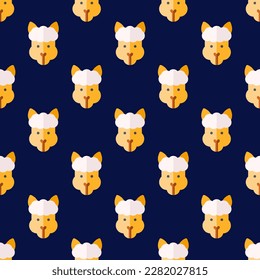 Exquisite Square tile with an enchanting animal drawing. Seamless pattern with lama on sandstorm background. Design for a set of posters with animal silhouettes.