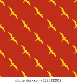 Exquisite square tile with a jolly animal painting. Seamless pattern with frigatebird bird animal shape on yellow (ncs) background. Design for a wall mural with an animal symbol.