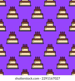 Exquisite square tile with a jolly food painting. Seamless pattern with cake on sandstorm background. Design for websites to make them memorable.