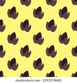 Exquisite square tile with a jolly food painting. Seamless pattern with seeds on mellow yellow background. Design for mobile apps to make them visually appealing.