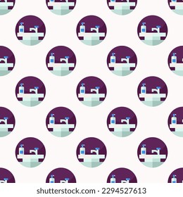 Exquisite square tile with a jolly food painting. Seamless pattern with sink on isabelline background. Design for a microwavable wrap for patties.
