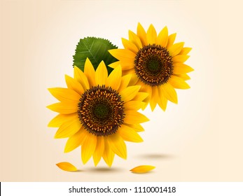 Exquisite sunflower design element in 3d illustration svg