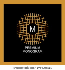 Exquisite template for creating a monogram, emblem, logo. Intertwined spider web, intertwined bamboo branches