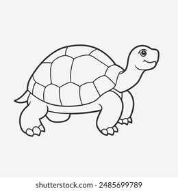 Vector de arte de la línea de la tortuga exquisita detallado, Ilustraciones de alta calidad