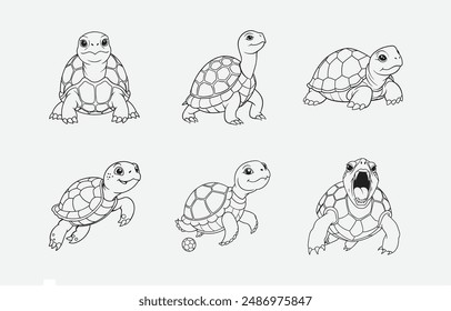 Exquisite Turtle Line Art Vector Set: Intricate and Elegant Designs for Creative Projects