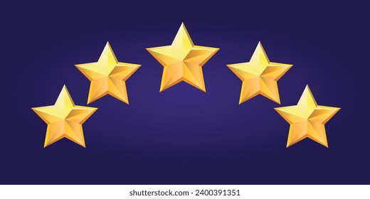 Exquisitas Estrellas de la interfaz de usuario - Estrellas de puntuación. Estrellas para elementos de interfaz de usuario. Activos para la interfaz de usuario de la aplicación y la visualización de puntajes, bono aislado