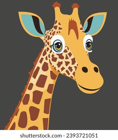 Exquisite vector depiction of a regal giraffe, showcasing its long neck and distinctive coat patterns in rich detail, ideal for use in various design projects, wildlife presentations