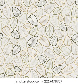 Exquisite vector floral seamless surface pattern tile of aesthetic bunch of leaves outlines. Allover dainty multicolor foliate arrangement.  Foliage repeating textured background for surface printing