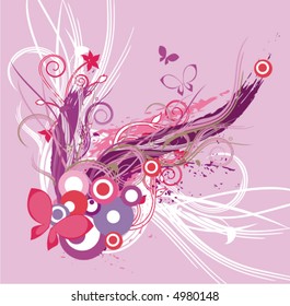 Exquisita serie de ilustraciones vectoriales. Fondo follaje floral con mariposas.