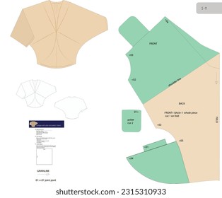 Exquisite vector illustration of a stylish cardigan sewing pattern with collar and pockets. Perfect for fashion enthusiasts. S-M sizes.
