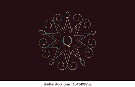 Exquisite vector letter Q monogram design template. Elegant element for logo design. Business sign, invitation, label, restaurant