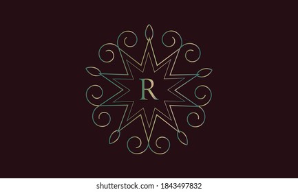 Exquisite vector letter R monogram design template. Elegant element for logo design. Business sign, invitation, label, restaurant