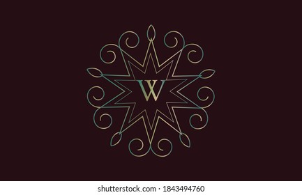 Exquisita letra vectorial W modelo de diseño monograma. Elemento elegante para el diseño del logotipo. Signo de negocio, invitación, etiqueta, restaurante