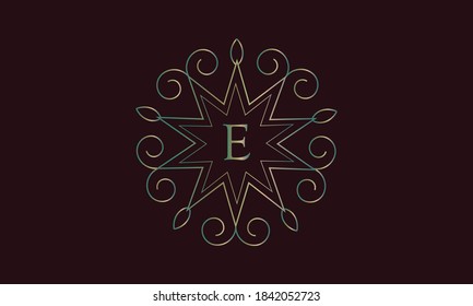 Exquisite vector monogram for design template. Elegant element for logo design, letter E. Business sign, invitation, label, restaurant