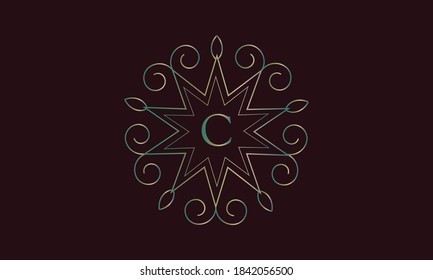 Exquisite vector monogram for design template. Elegant element for logo design, letter C. Business sign, invitation, label, restaurant