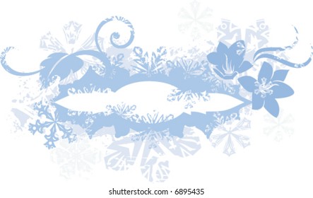 Exquisite Winterhintergrundserie mit Schneeflocken, Blumendetails und Zierdetails, Vektorgrafik.