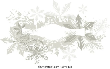 Exquisite winter background series with snowflakes, vector illustration in grey color.