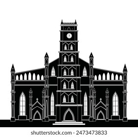 Exquisitely crafted editable vector silhouette of The Cathedral Church of Christ, Lagos. Ideal for branding, marketing, and design projects. Capture the majesty of Nigeria's architectural heritage