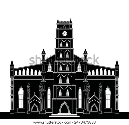 Exquisitely crafted editable vector silhouette of The Cathedral Church of Christ, Lagos. Ideal for branding, marketing, and design projects. Capture the majesty of Nigeria's architectural heritage