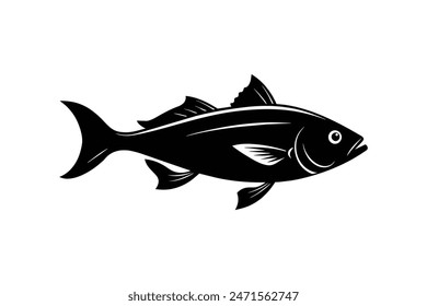 Exquisitely crafted, this illustration captures the elegance of a fish in silhouette, rendered with precision in vector art.